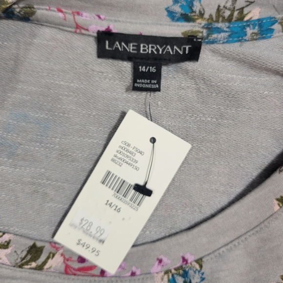 Lane Bryant (Women's 14/16) Floral Long Sleeve Ruffle Long-line Tunic Top - Picture 5 of 7